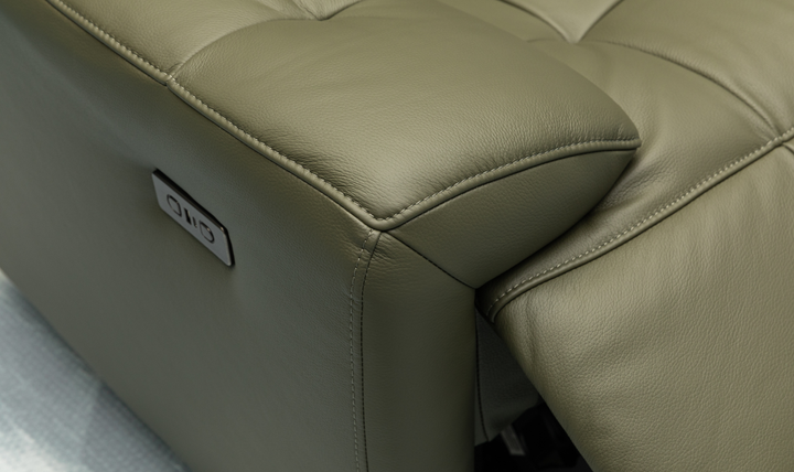 Klaussner Rovello Leather Power Recliner Chair In Olive Green