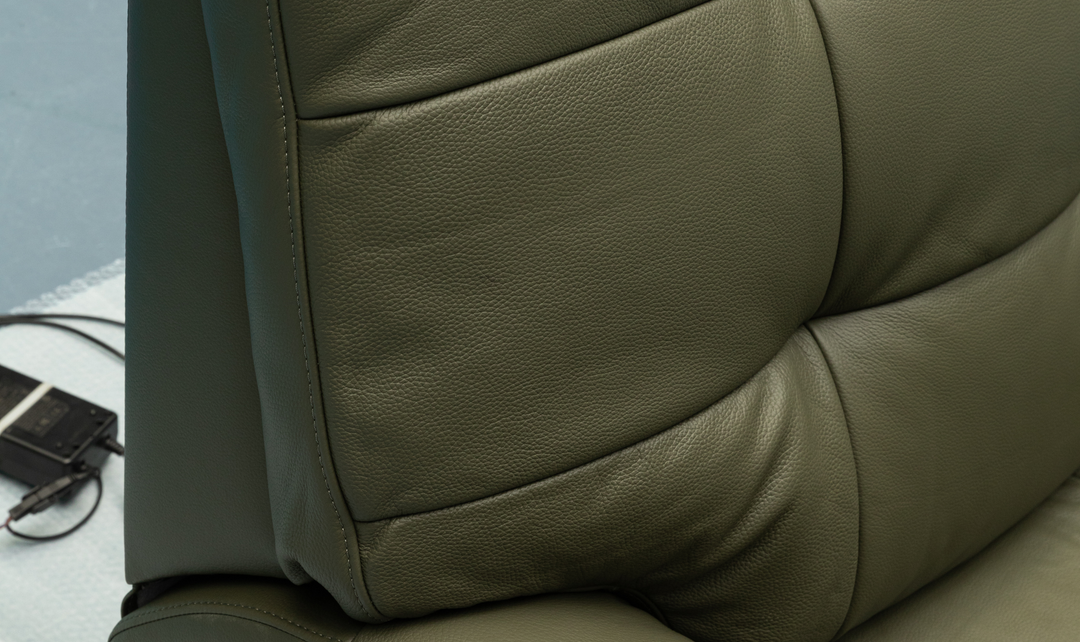 Klaussner Rovello Leather Power Recliner Chair In Olive Green