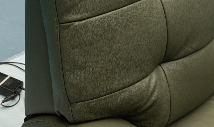 Klaussner Rovello Leather Power Recliner Chair In Olive Green