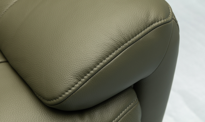 Klaussner Rovello Leather Power Recliner Chair In Olive Green