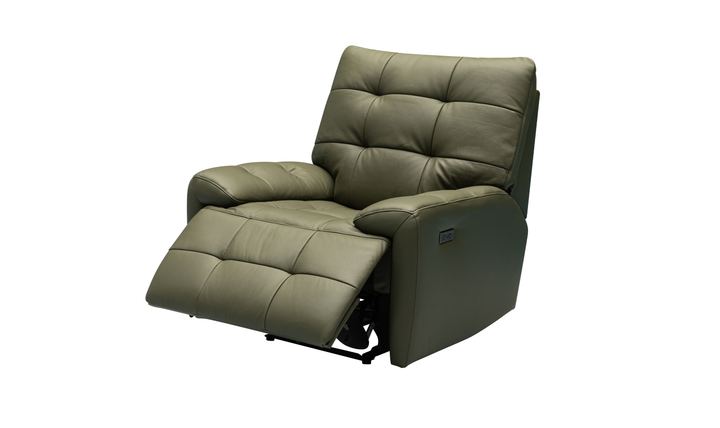 Klaussner Rovello Leather Power Recliner Chair In Olive Green