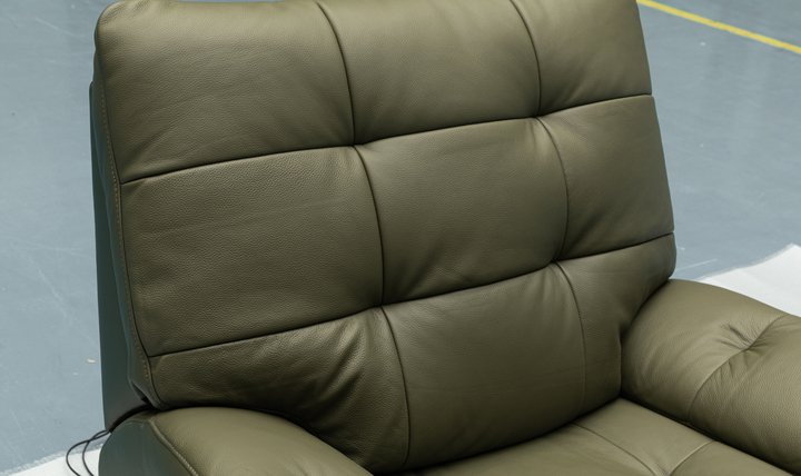 Klaussner Rovello Leather Power Recliner Chair In Olive Green