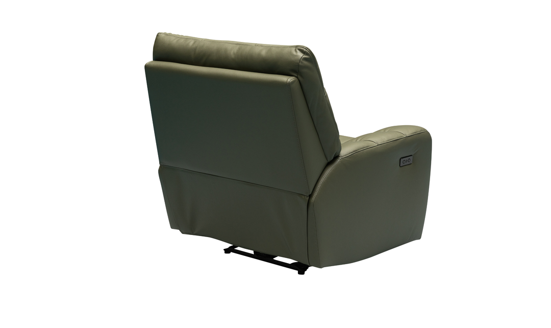 Klaussner Rovello Leather Power Recliner Chair In Olive Green