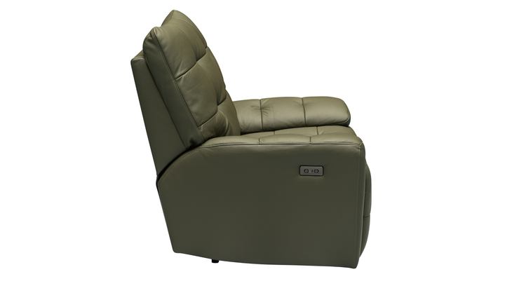 Klaussner Rovello Leather Power Recliner Chair In Olive Green