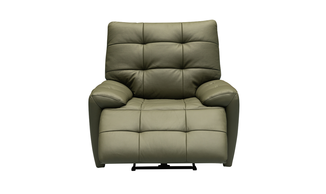 Klaussner Rovello Leather Power Recliner Chair In Olive Green