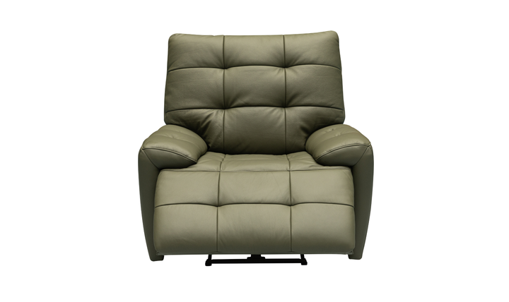 Klaussner Rovello Leather Power Recliner Chair In Olive Green