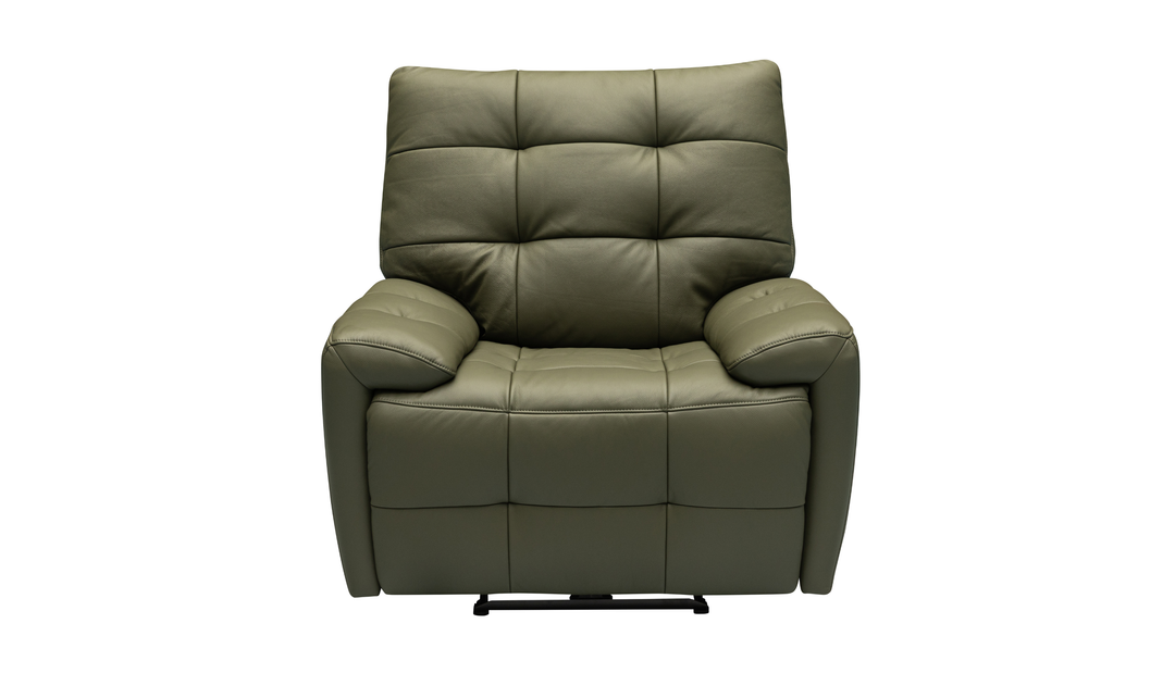 Klaussner Rovello Leather Power Recliner Chair In Olive Green