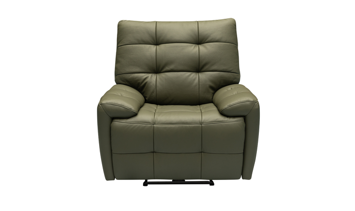 Klaussner Rovello Leather Power Recliner Chair In Olive Green
