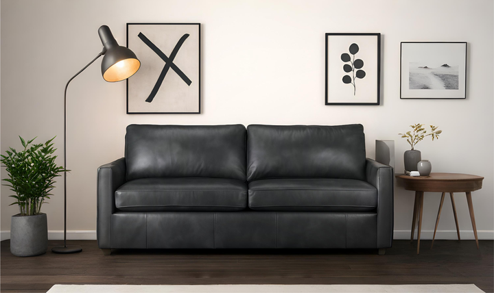 Klaussner Savannah Modern Square Arms Sofa (Fabric/Leather)- Jennifer furniture