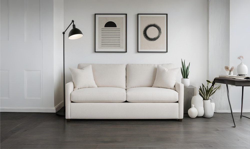 Klaussner Savannah Modern Square Arms Sofa (Fabric/Leather)- Jennifer furniture