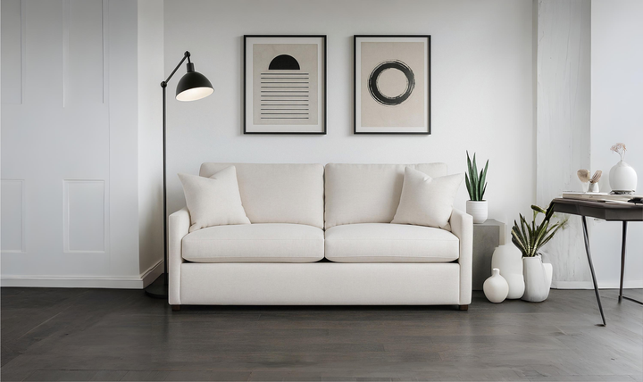 Klaussner Savannah Modern Square Arms Sofa (Fabric/Leather)- Jennifer furniture