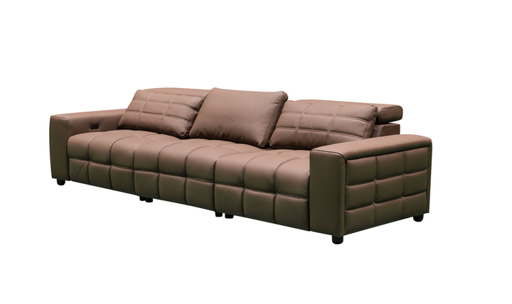 Klaussner Serenity 3-seater Brown Leather Power Reclining Sofa-Jennifer Furniture