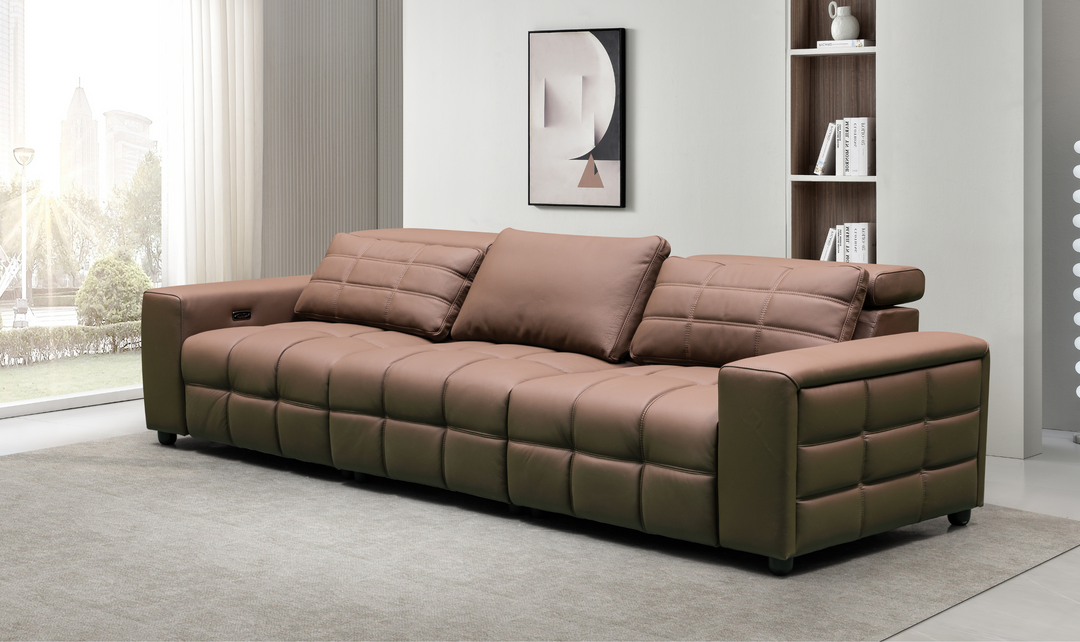 Klaussner Serenity 3-seater Brown Leather Power Reclining Sofa-Jennifer Furniture