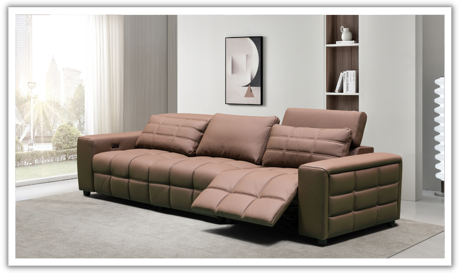 Klaussner Serenity 3-seater Brown Leather Power Reclining Sofa