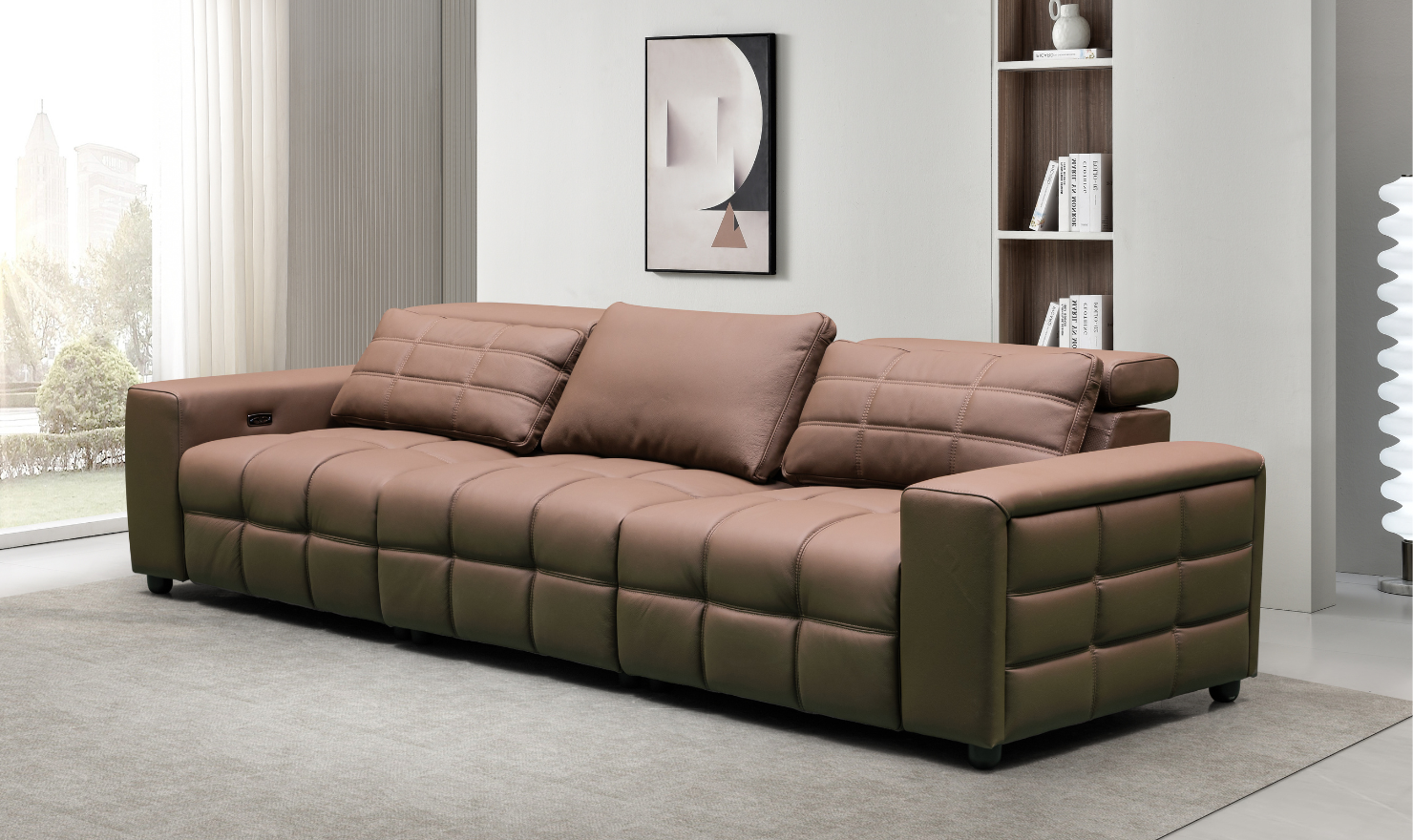 Klaussner Serenity 3-seater Brown Leather Power Reclining Sofa