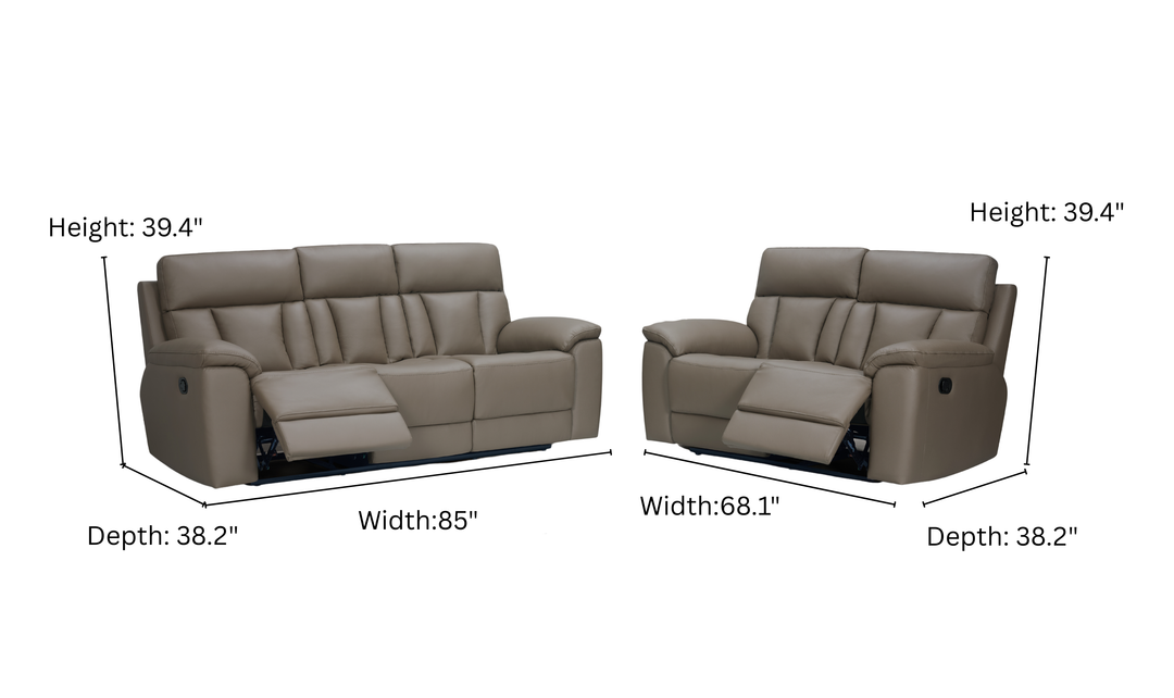 Klaussner Siena Manual Reclining Living Room Set (Sofa + Loveseat) - Jennifer Furniture