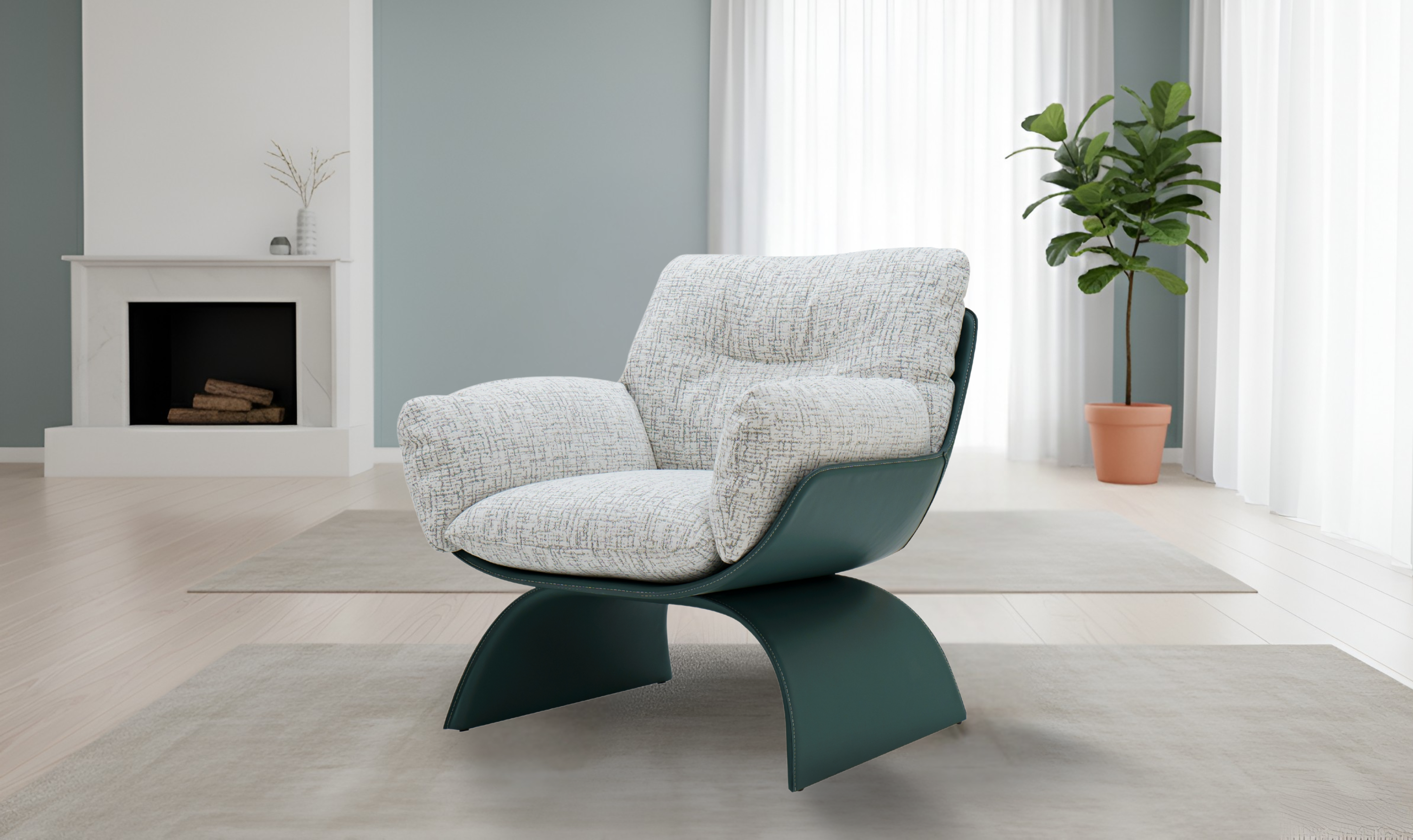 Klaussner Spazio Light Gray Leather Lounge Chair-Jennifer Furniture
