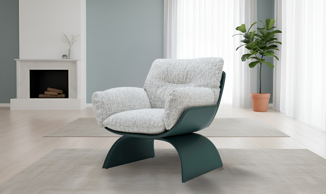 Klaussner Spazio Light Gray Leather Lounge Chair-Jennifer Furniture