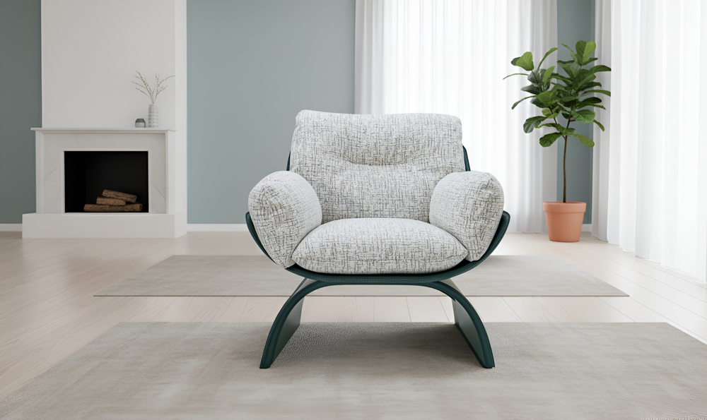 Klaussner Spazio Light Gray Leather Lounge Chair-Jennifer Furniture