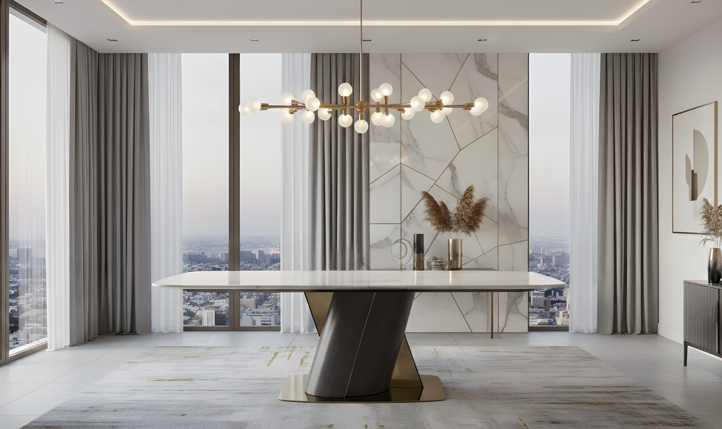 Klaussner Soriso Dining Table with Beige Marble Finish