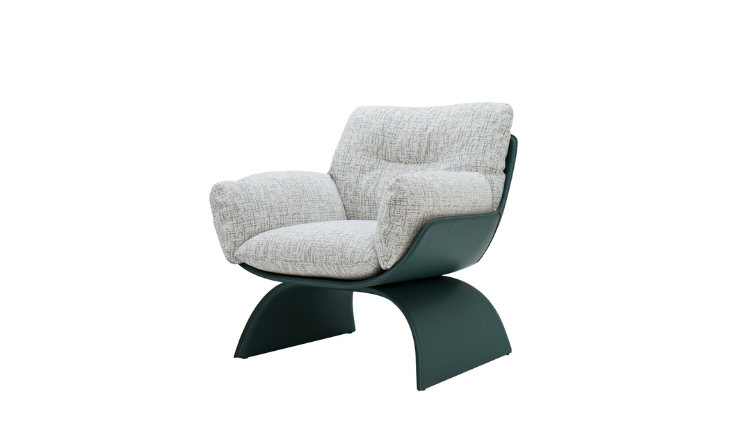 Klaussner Spazio Light Gray Leather Lounge Chair-Jennifer Furniture