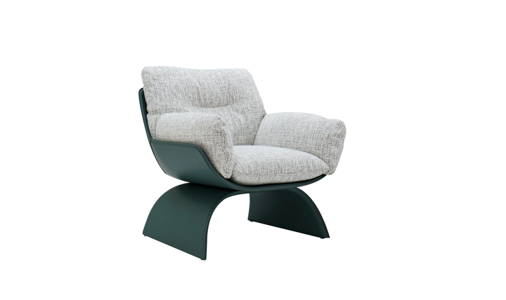 Klaussner Spazio Light Gray Leather Lounge Chair-Jennifer Furniture