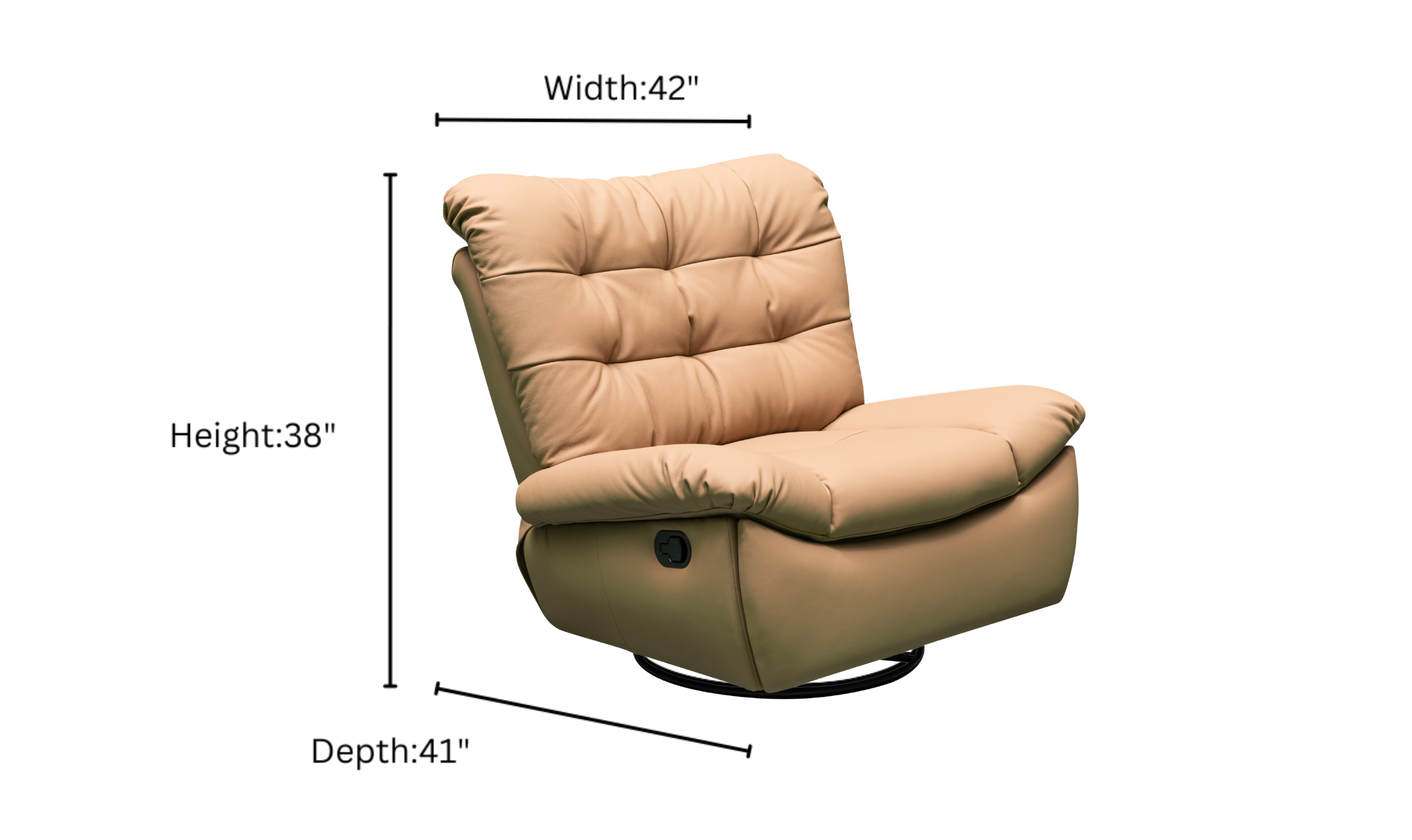 Klaussner Stella Swivel Glider Leather Manual Recliner with Cushion Arms-Jennifer Furniture
