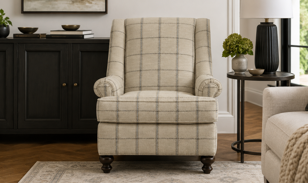 Klaussner Templeton Fabric Traditional Accent Chair With Wingback Design - Jennifer Furniture