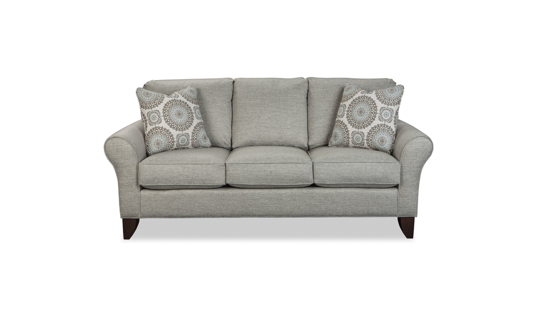 Klaussner Templeton Fabric Traditional Rolled Arm Sofa with Accent Pillows - Jennifer Furniture