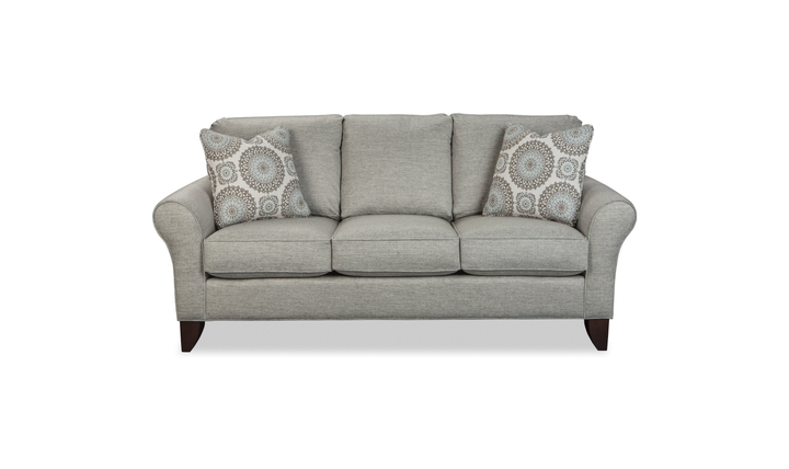 Klaussner Templeton Fabric Traditional Rolled Arm Sofa with Accent Pillows - Jennifer Furniture
