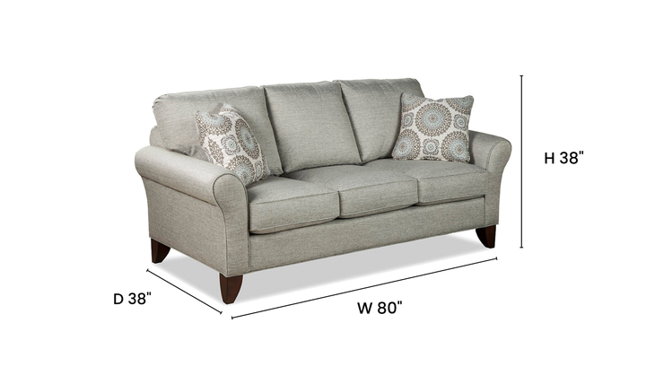 Klaussner Templeton Fabric Traditional Rolled Arm Sofa with Accent Pillows - Jennifer Furniture