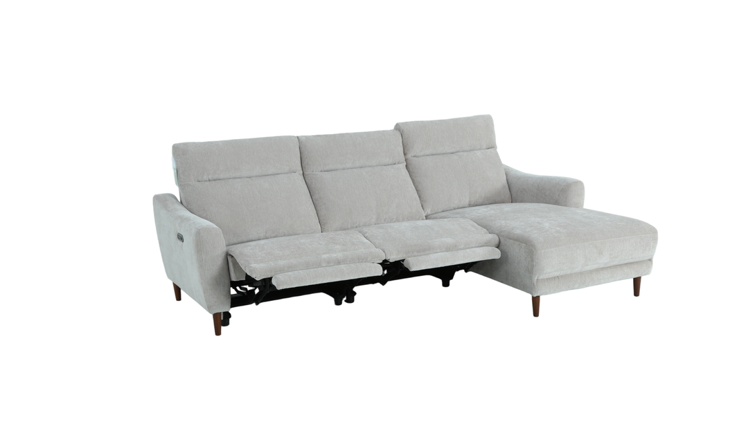 Klaussner Timberly Fabric Power Recliner Sectional Sofa with Chaise-Jennifer Furniture
