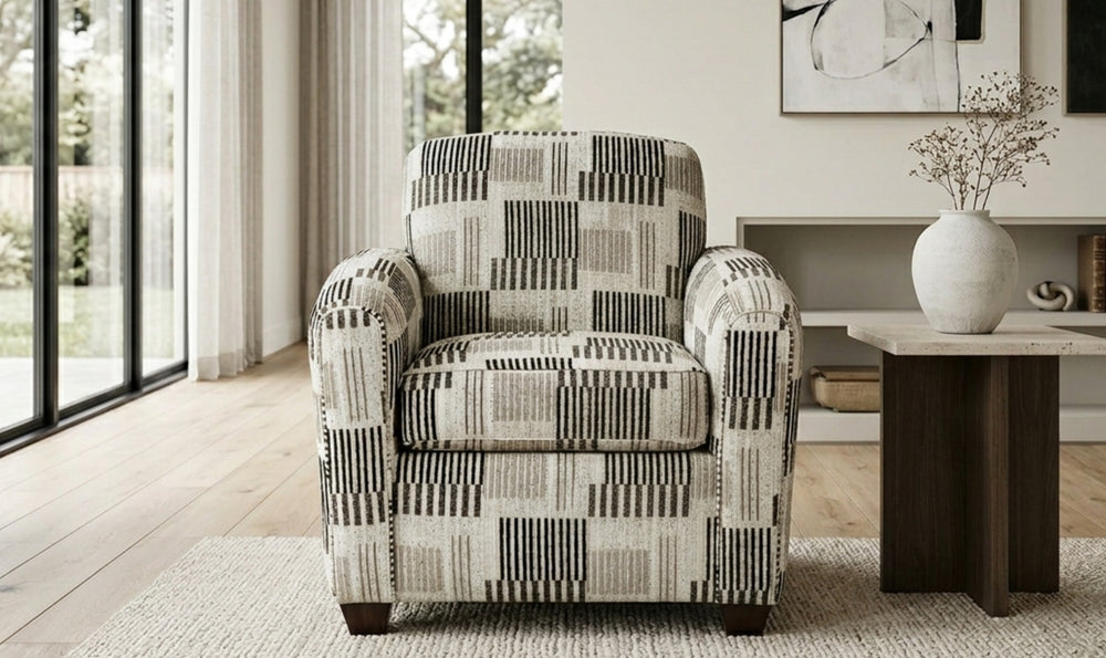 Klaussner Tribeca Fabric Tight Back Accent Chair with Sloping Arms-Jennifer Furniture