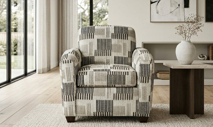 Klaussner Tribeca Fabric Tight Back Accent Chair with Sloping Arms-Jennifer Furniture