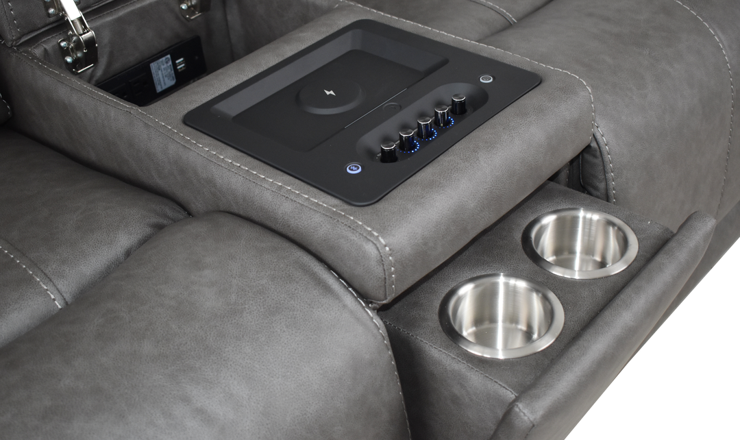 Klaussner Velari Fabric Power Reclining Loveseat with Built-in Audio System