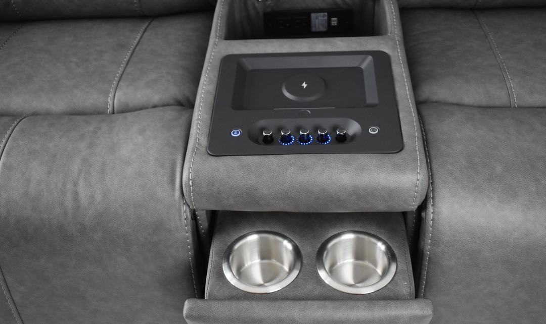 Klaussner Velari Fabric Power Reclining Loveseat with Built-in Audio System