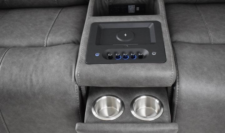 Klaussner Velari Fabric Power Reclining Loveseat with Built-in Audio System