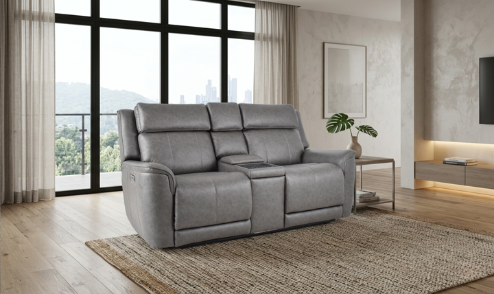 Klaussner Velari Fabric Power Reclining Loveseat with Built-in Audio System