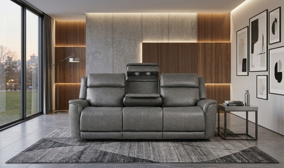 Klaussner Velari Fabric Power Reclining Sofa with Adjustable Headrest