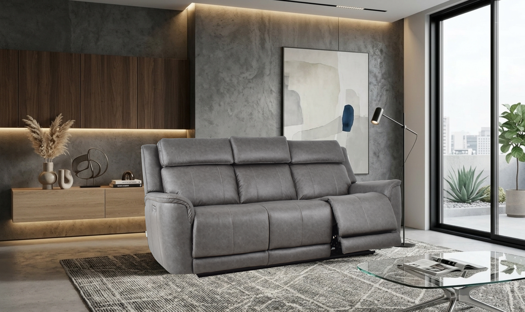 Klaussner Velari Fabric Power Reclining Sofa with Adjustable Headrest