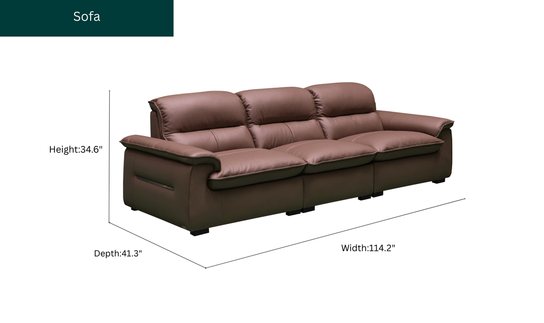 Klaussner Velisse Dark Brown Leather Stationary Sofa with S-Spring Seats