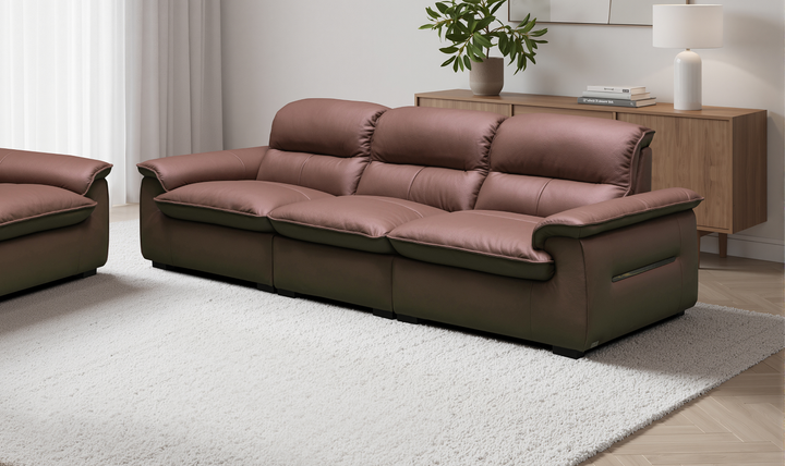 Klaussner Velisse Dark Brown Leather Stationary Sofa with S-Spring Seats