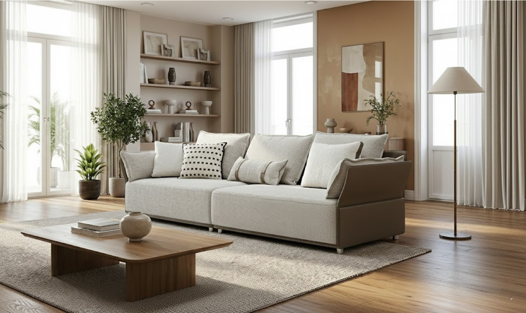Klaussner Velluto Beige 4-Seater Sofa-jennifer Furniture