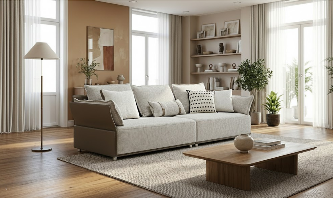 Klaussner Velluto Beige 4-Seater Sofa-jennifer Furniture