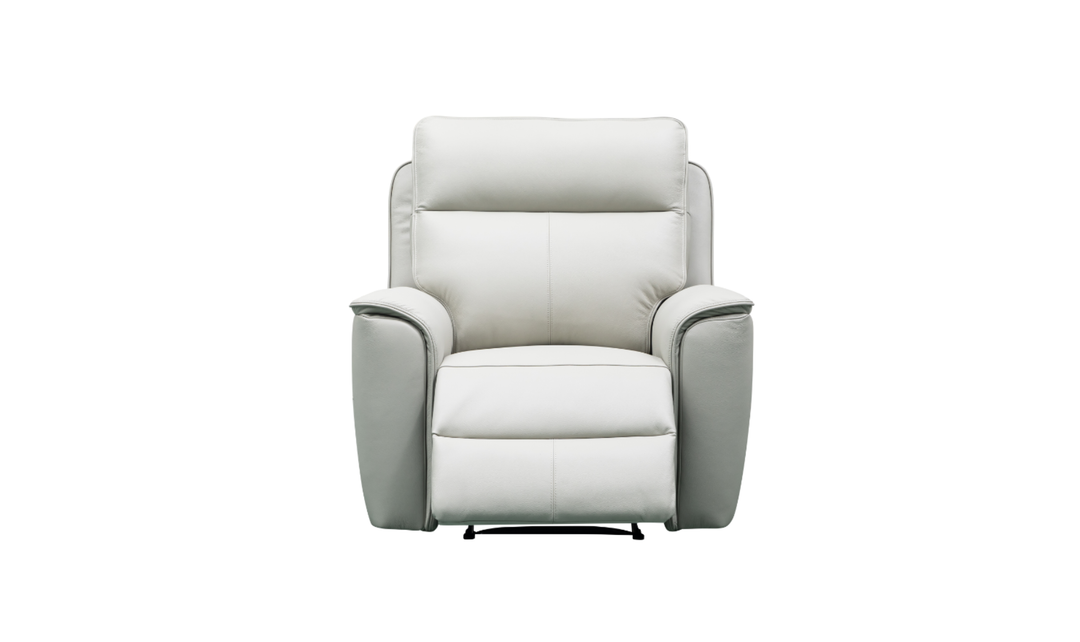 Klaussner Venezia High Quality White Leather Manual Recliner Chair-Jennifer Furniture