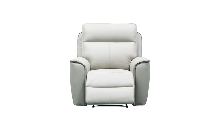 Klaussner Venezia High Quality White Leather Manual Recliner Chair-Jennifer Furniture