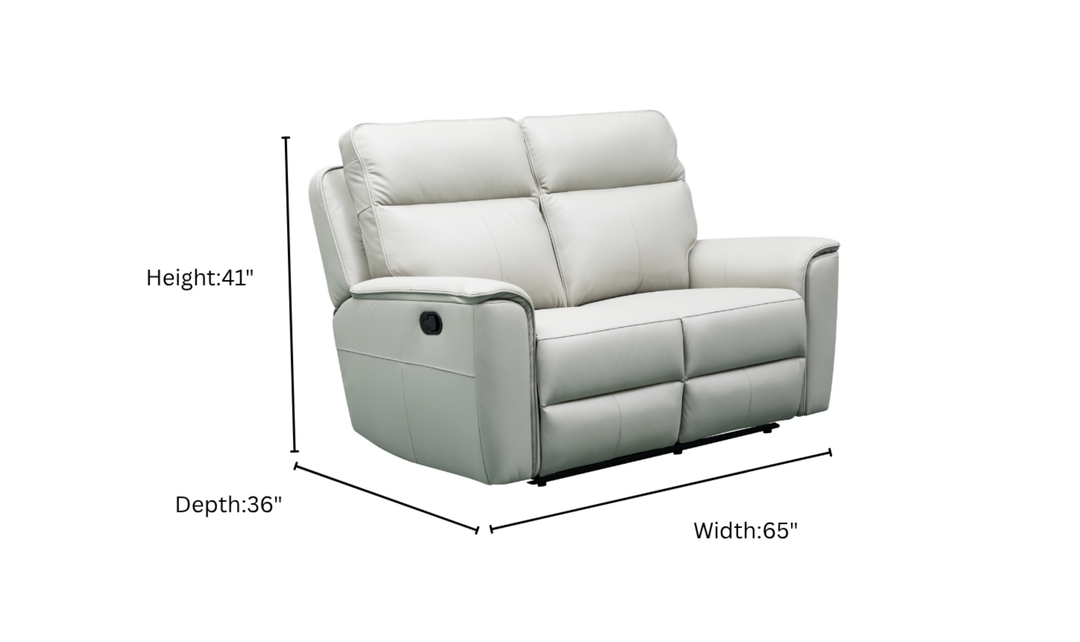Klaussner Venezia Italian Leather White Recliner Loveseat with Manual Recliner Motion