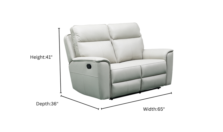 Klaussner Venezia Italian Leather White Recliner Loveseat with Manual Recliner Motion