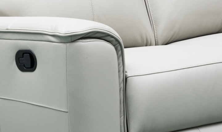 Klaussner Venezia Italian Leather White Recliner Loveseat with Manual Recliner Motion-Jennifer Furniture