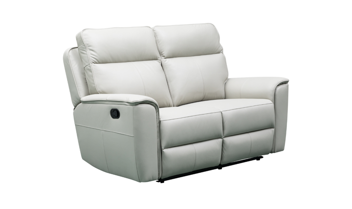 Klaussner Venezia Italian Leather White Recliner Loveseat with Manual Recliner Motion-Jennifer Furniture